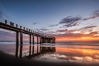 Free bridge at sunset photo, public domain nature CC0 image.