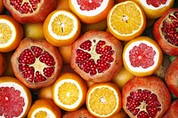 Free pomegranate & oranges image, public domain fruit CC0 photo.