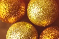 Free gold glass ball, Christmas ornament image, public domain holiday CC0 photo.