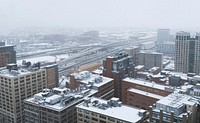 Aerial City Snow 