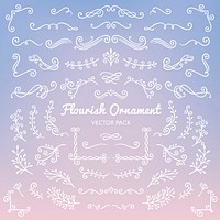 Flourish ornaments calligraphic design elements vector set illustration