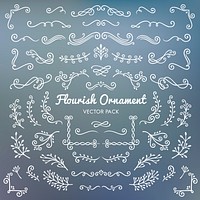 Flourish ornaments calligraphic design elements vector set illustration