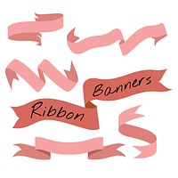 Red ribbon banner set collection vector illustration