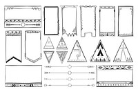 Doodle hand drawn psd ornamental bohemian style set