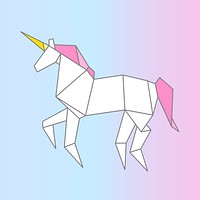 Origami unicorn paper craft psd cut out