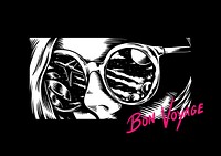 Vector of an person wearing glasses with the word Bon voyage