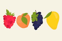 Vector pastel fruit sticker collection