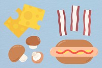 Psd pastel food sticker collection