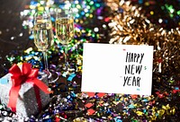 Happy New Year card in a party