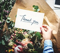 Thank You card with a flower bouquet