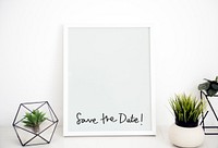 Phrase Save the Date and copy space