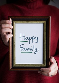 Phrase happy family in a frame