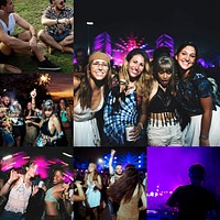 People having fun at night party images