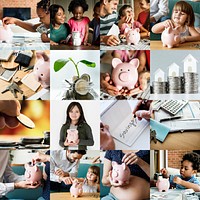 Family saving money images compilation