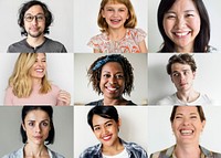 Diverse people of various ethnicities face portraits
