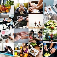 Compilation of healthy lifestyle themed images