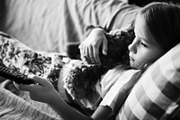 Young girl laying on the couch