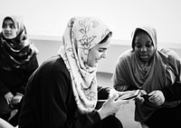 Group of Muslim students talking