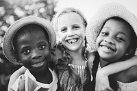 Three friends having fun in the park