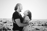 Couple hiking together in the wilderness