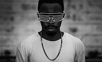 African man wearing led shades