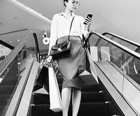 Woman enjoy shopping at a mall