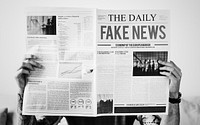 Fake news headline on a newspaper