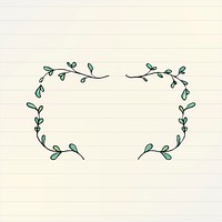 Doodle leaf frame clipart, cute botanical illustration psd