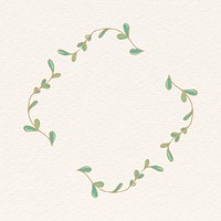 Floral square frame clipart, gold and green aesthetic design psd