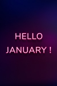Glowing neon Hello January! lettering