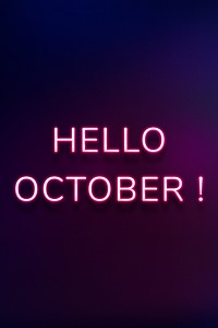 Hello October! pink neon lettering