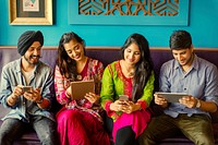 Indian friends using social media