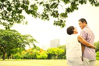 Mature and happy Japanese couple