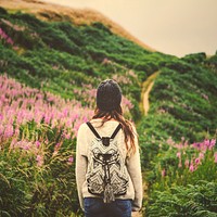 Woman walking on a path