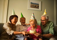 Seniors celebrating a birthday party