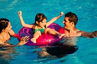 Family playing at a waterpark