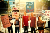 Young rebels protesting against war