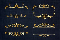 Elegant gold flourish ornament psd frame set