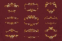 Gold classy psd scroll ornament frame collection