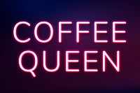 Glowing coffee queen purple neon typography