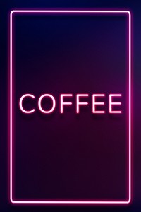 Neon purple coffee typography framed