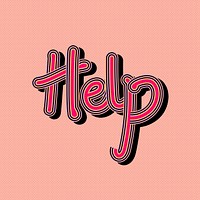 Hot pink retro Help typography dotted background