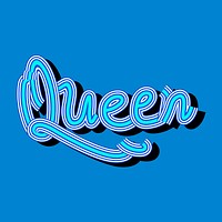 Blue shades Queen word calligraphy funky