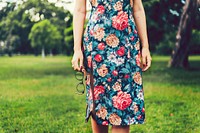 Woman in a floral dress