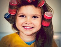 Cute little girl having a hairstyle makeover