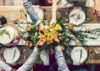 People toasting at a wedding party