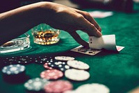 Man playing in a poker tournament
