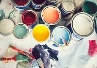 Pots of paints and colors