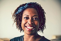 Portrait of cheerful black woman