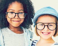 Cute little girls with glasses